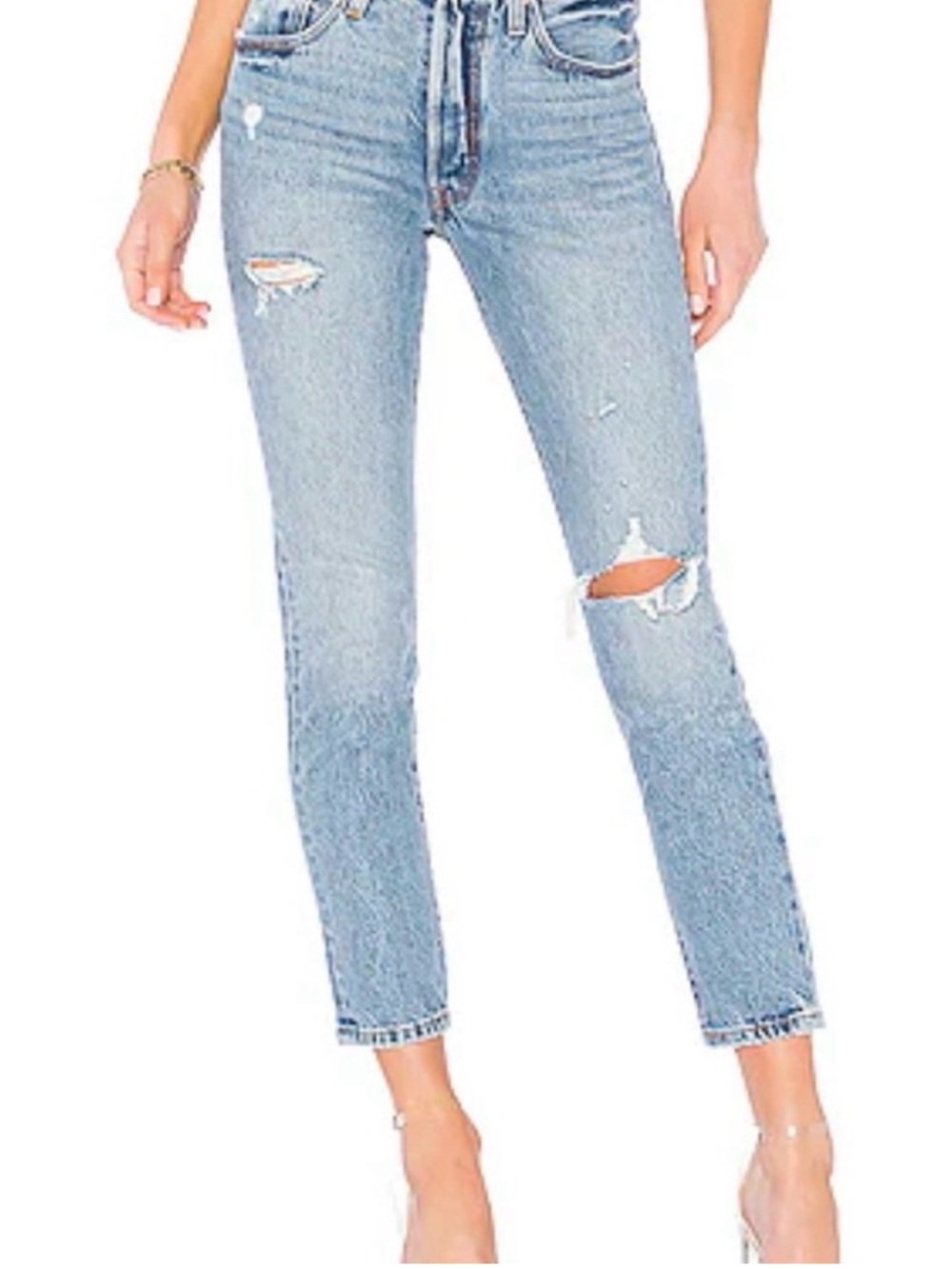 Levi’s 501 skinny light wash distressed jeans size 25